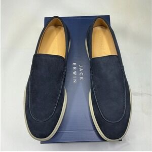 NWT Jack Erwin Travis Faux Suede Loafer Navy Men Size 9.5 D Blue Blokecore Retro